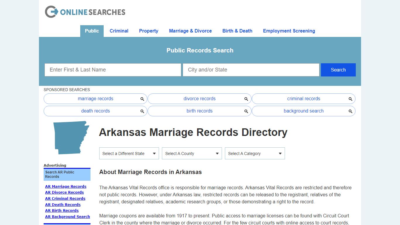 Arkansas Marriage Records Search Directory